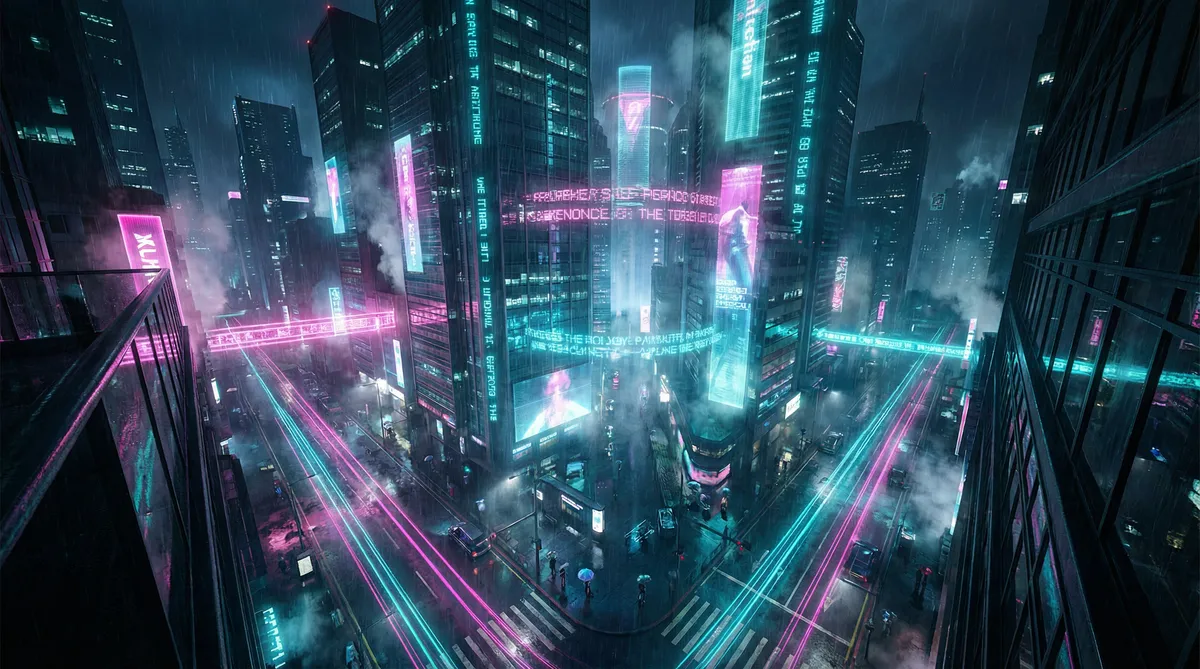 隔离七日情 竖屏短剧平台首页背景 - 赛博朋克都市夜景